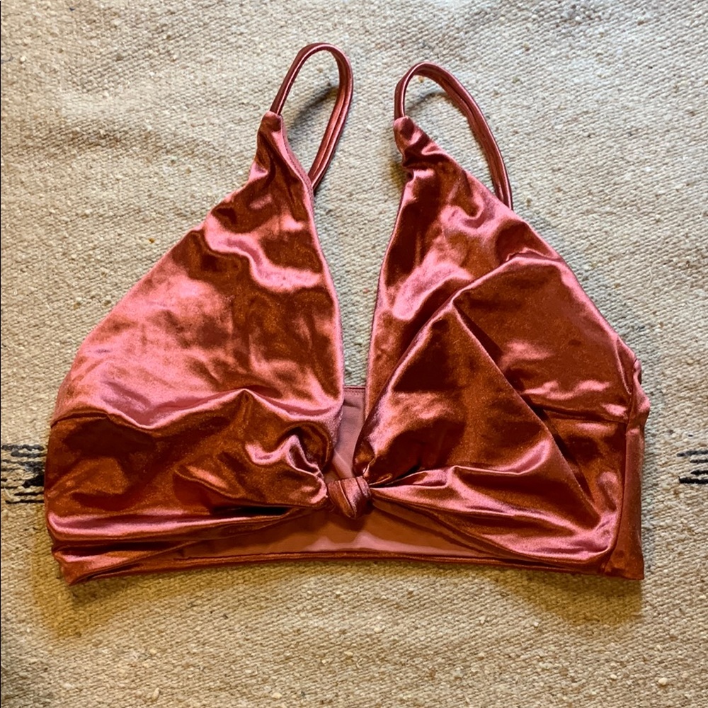 ASOS Pink Bikini Top with Ruched Detail